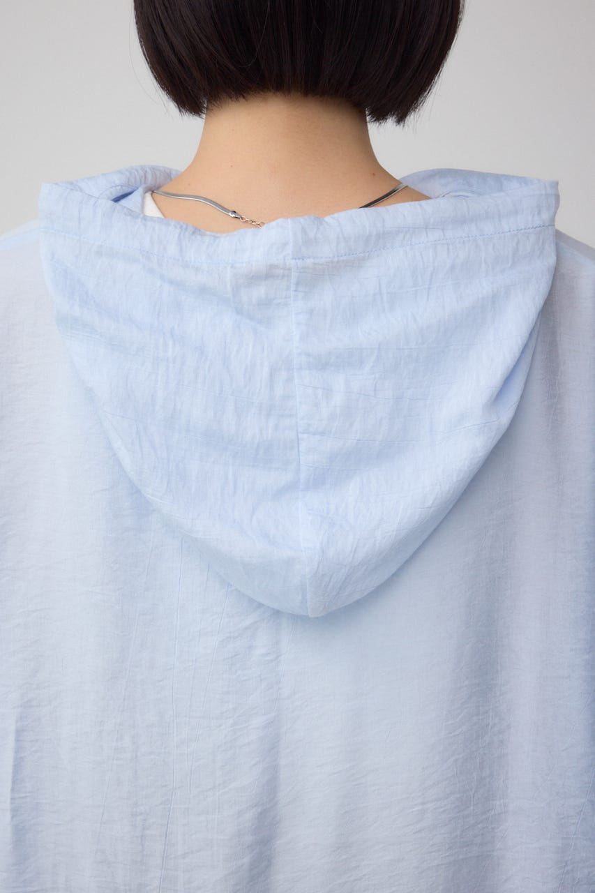 フード付きボタンシャツ BLU FREE