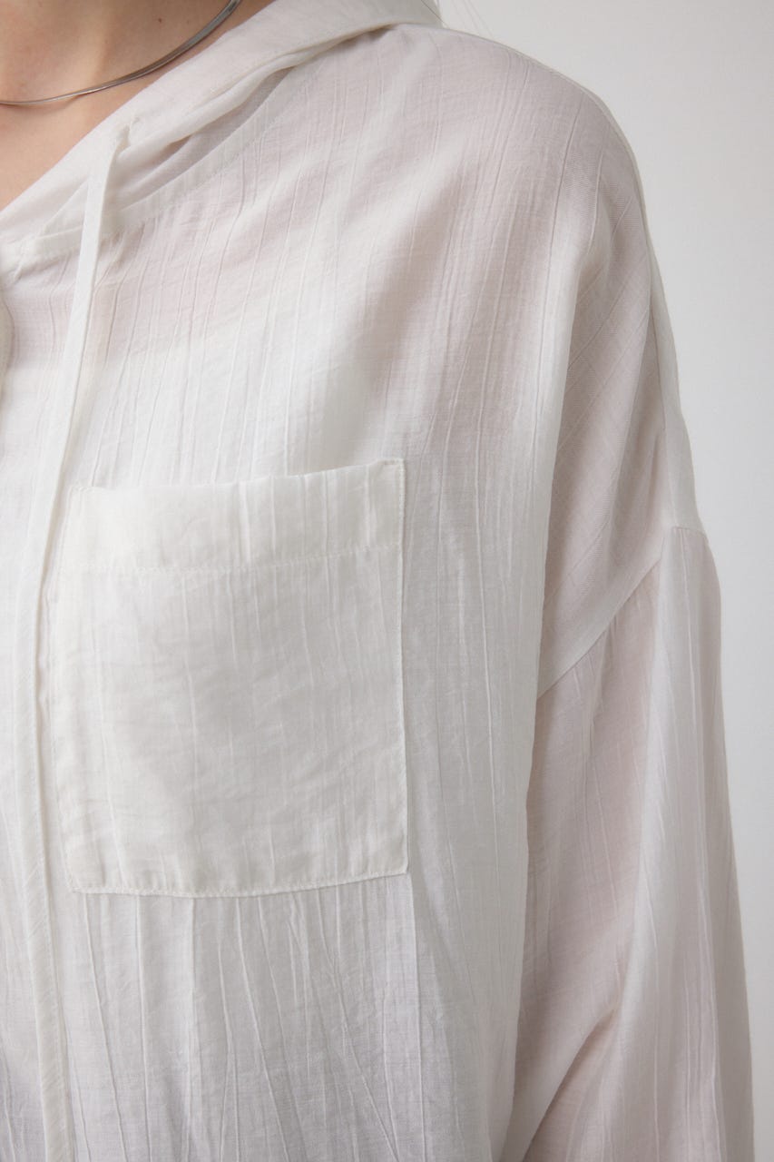 フード付きボタンシャツ O/WHT FREE