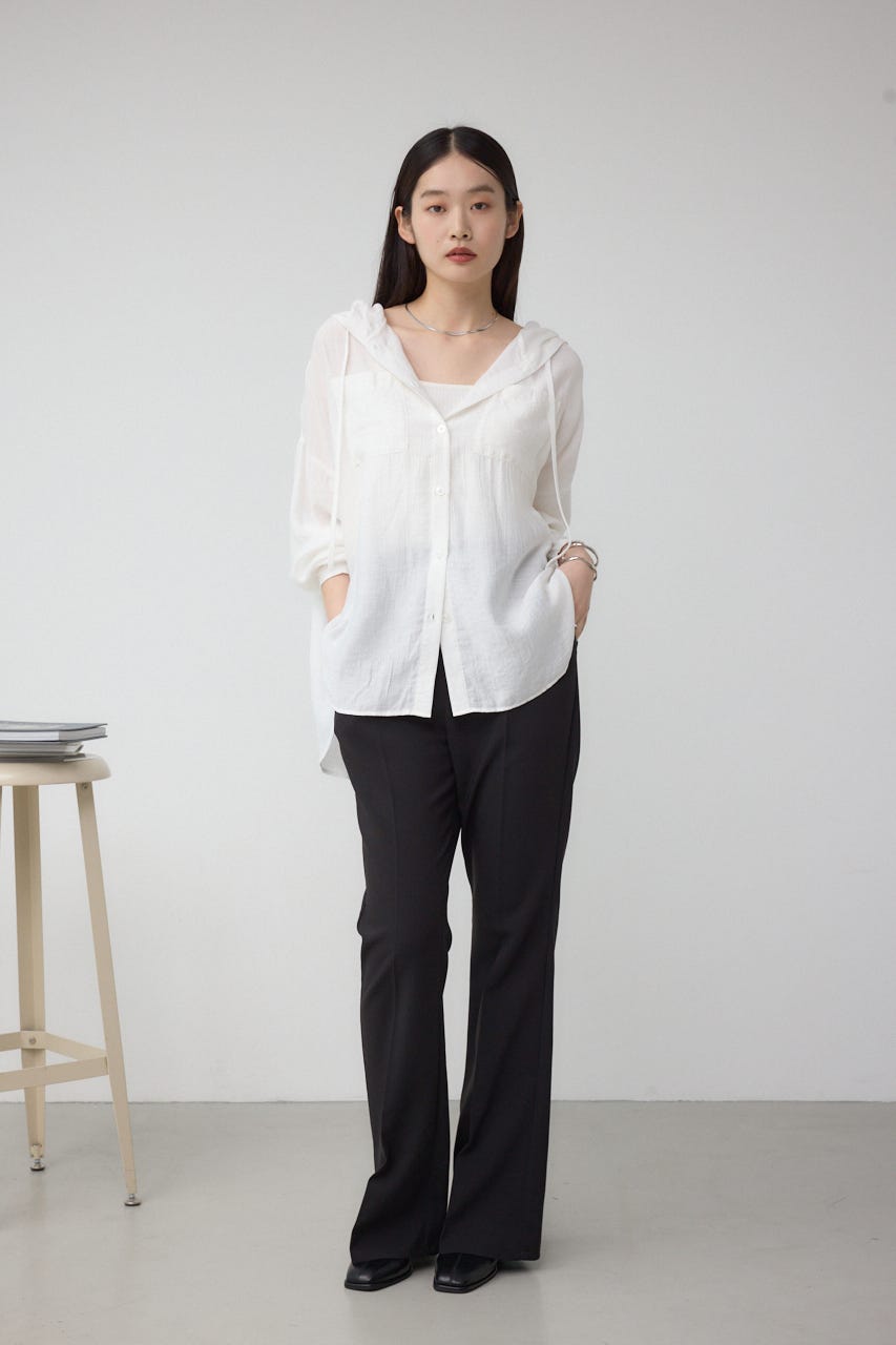 フード付きボタンシャツ O/WHT FREE