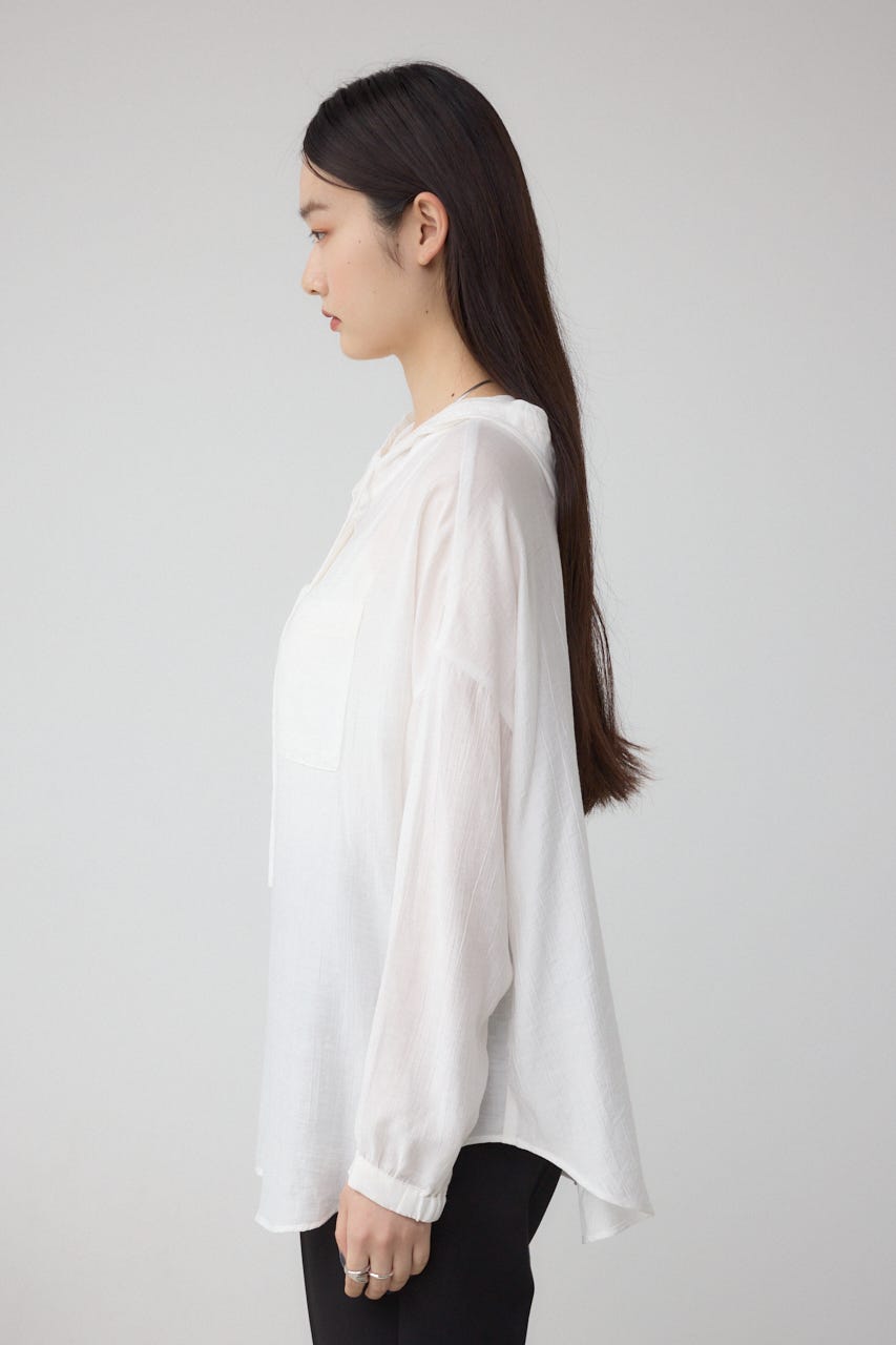 フード付きボタンシャツ O/WHT FREE