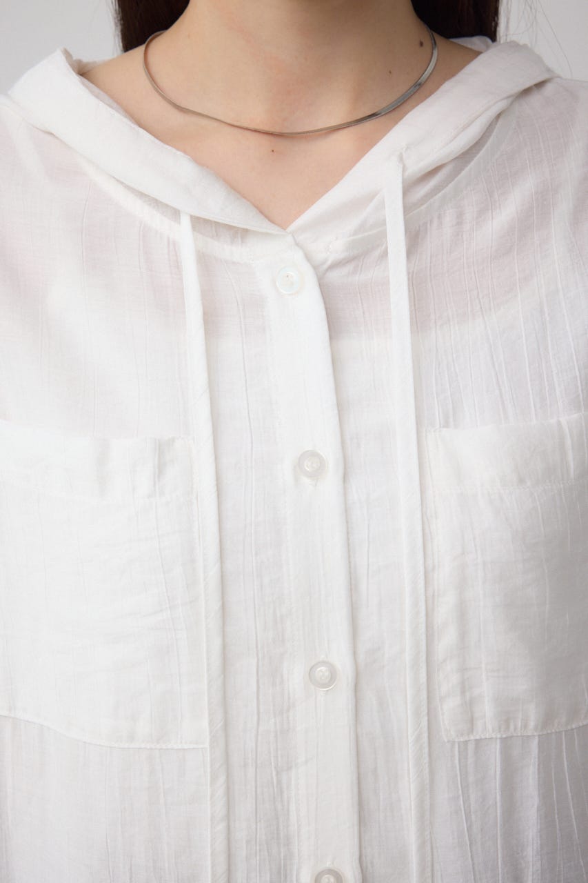 フード付きボタンシャツ O/WHT FREE