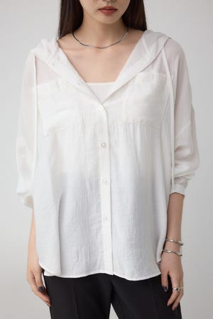 フード付きボタンシャツ