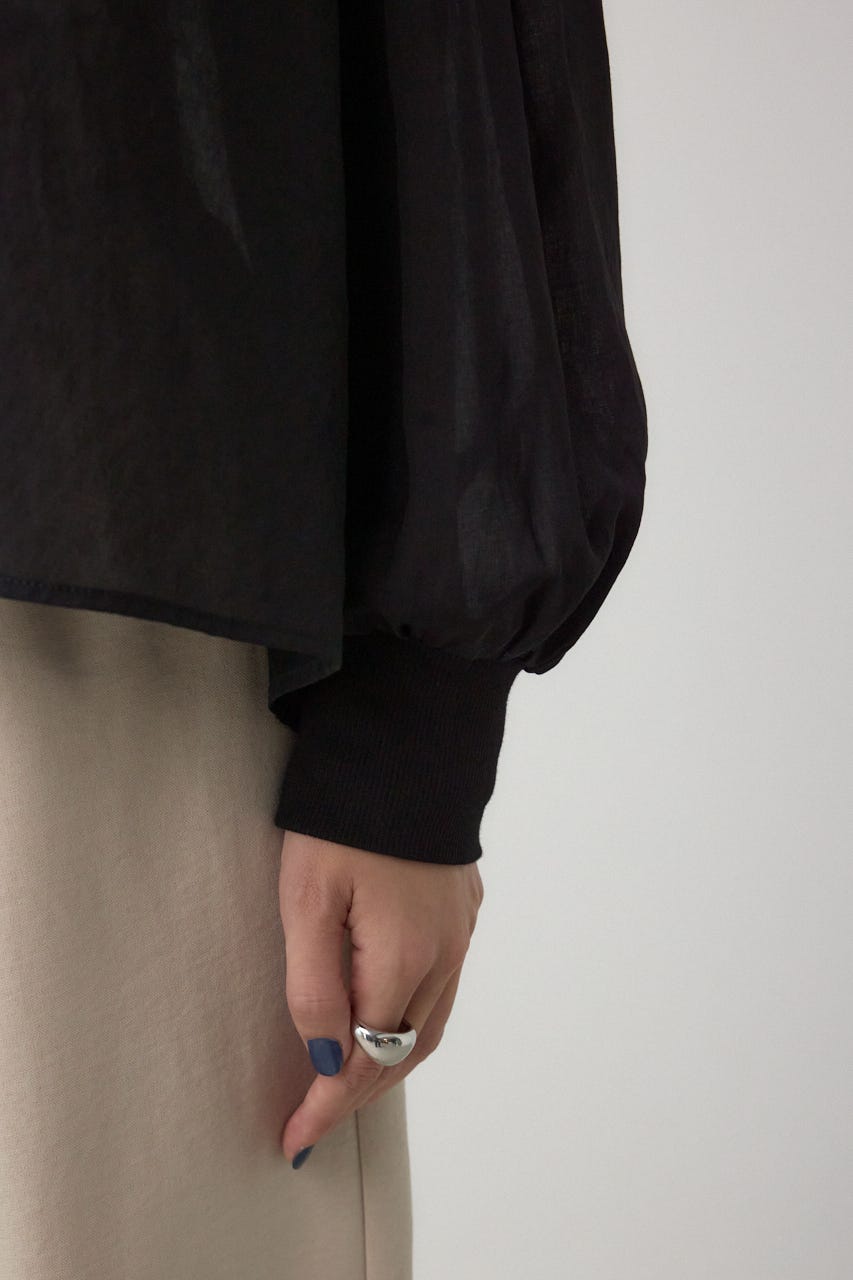 リブ付きシャツカーディガン BLK FREE