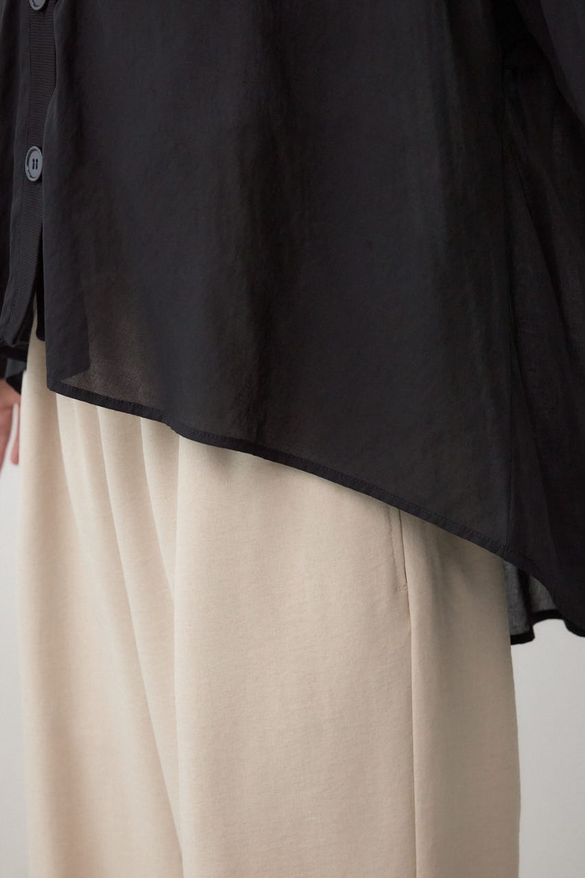 リブ付きシャツカーディガン BLK FREE