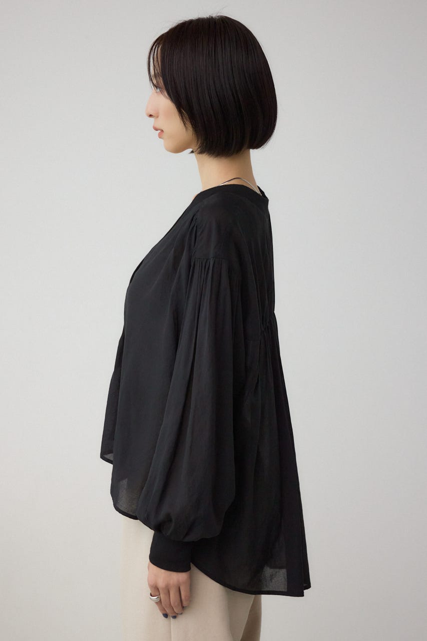 リブ付きシャツカーディガン BLK FREE