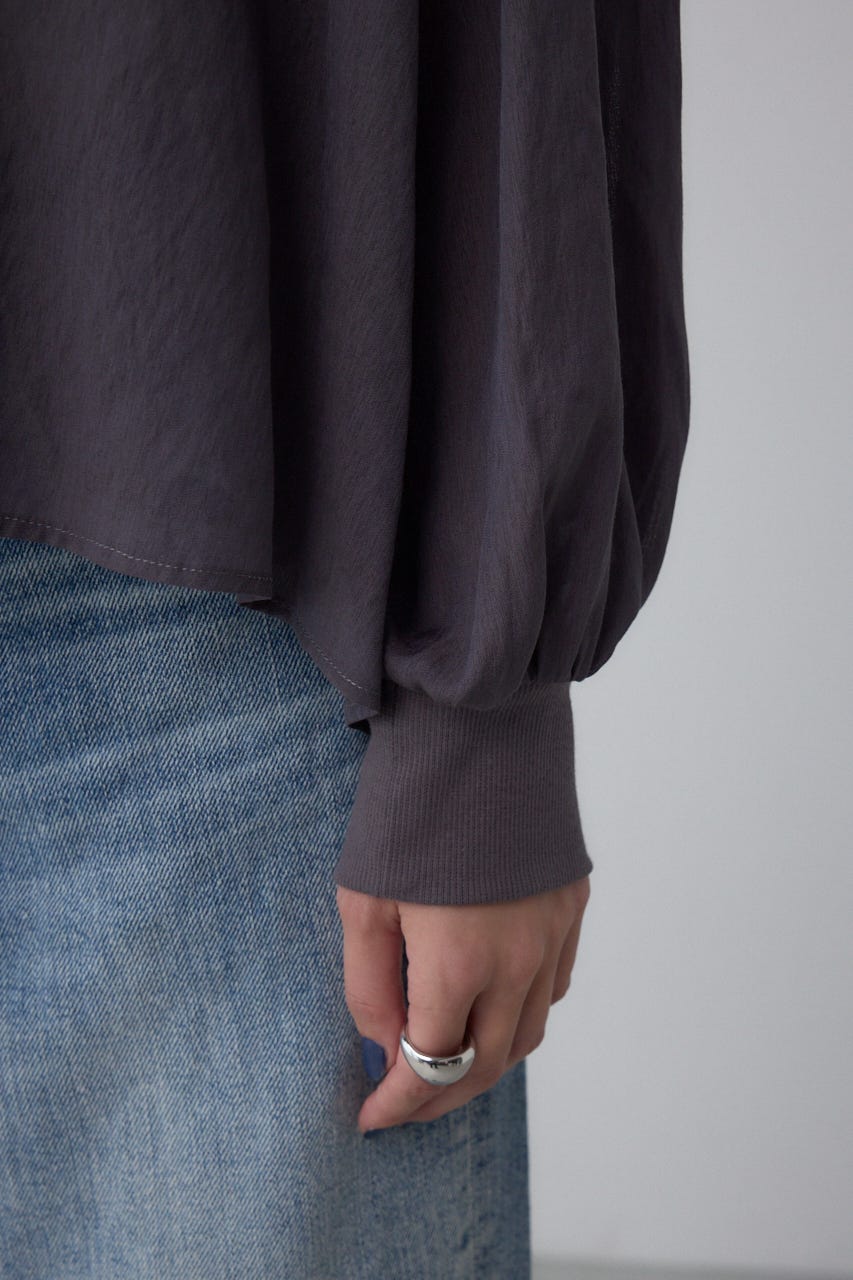 リブ付きシャツカーディガン C.GRY FREE