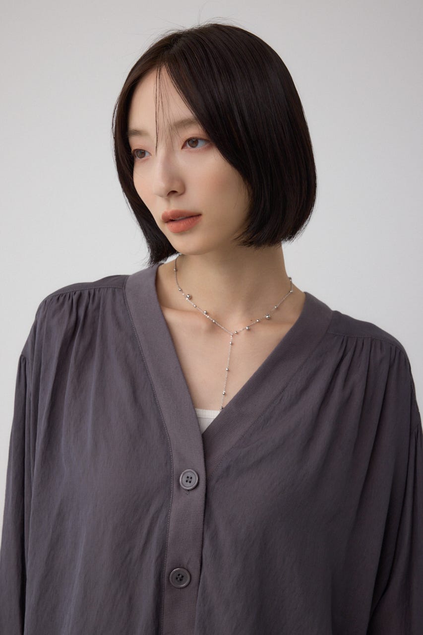 リブ付きシャツカーディガン C.GRY FREE