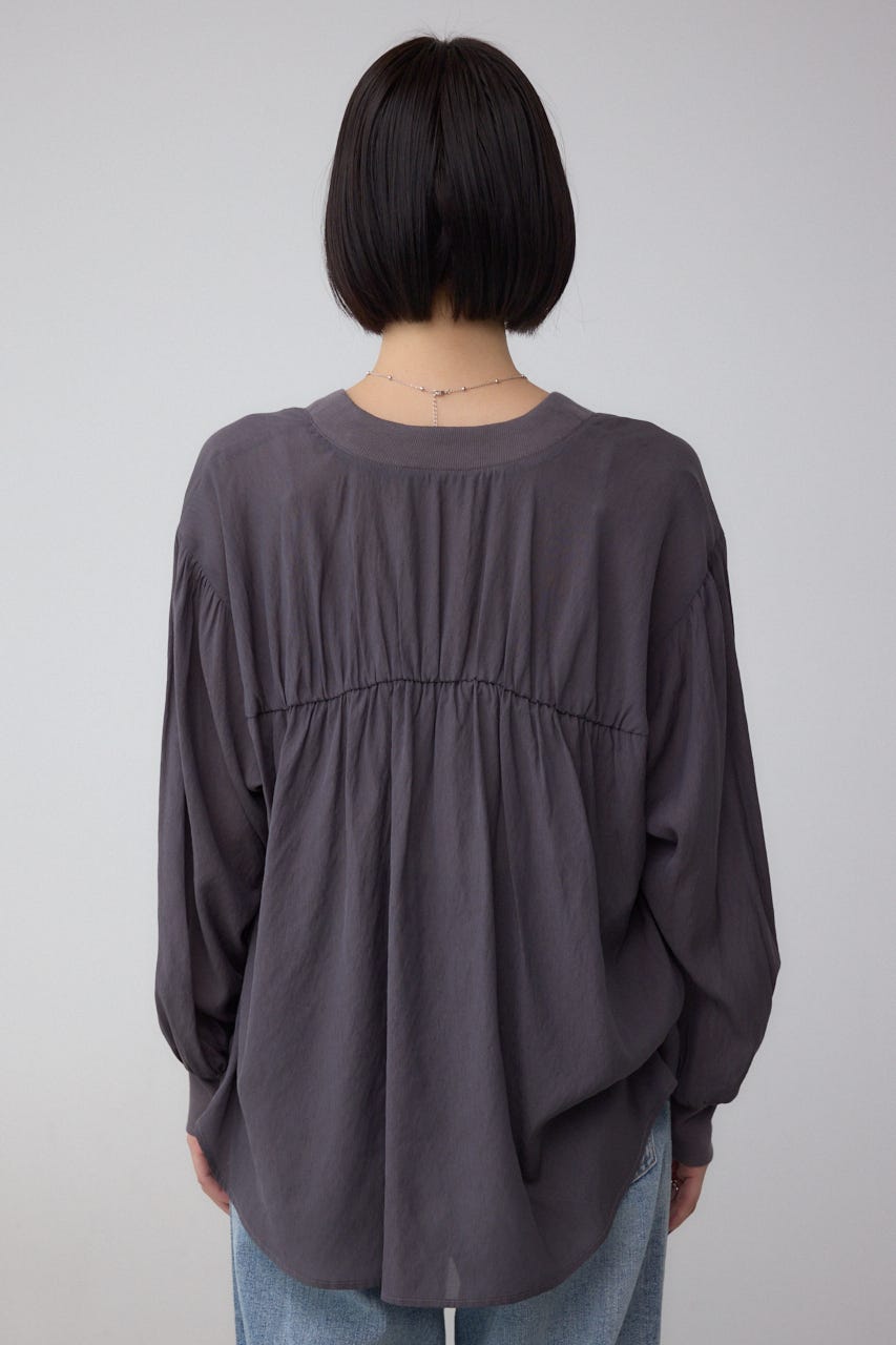 リブ付きシャツカーディガン C.GRY FREE