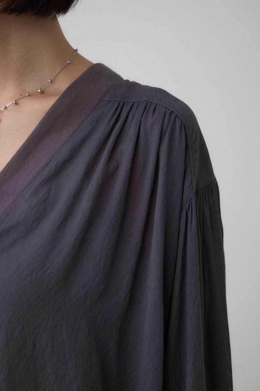 リブ付きシャツカーディガン C.GRY FREE