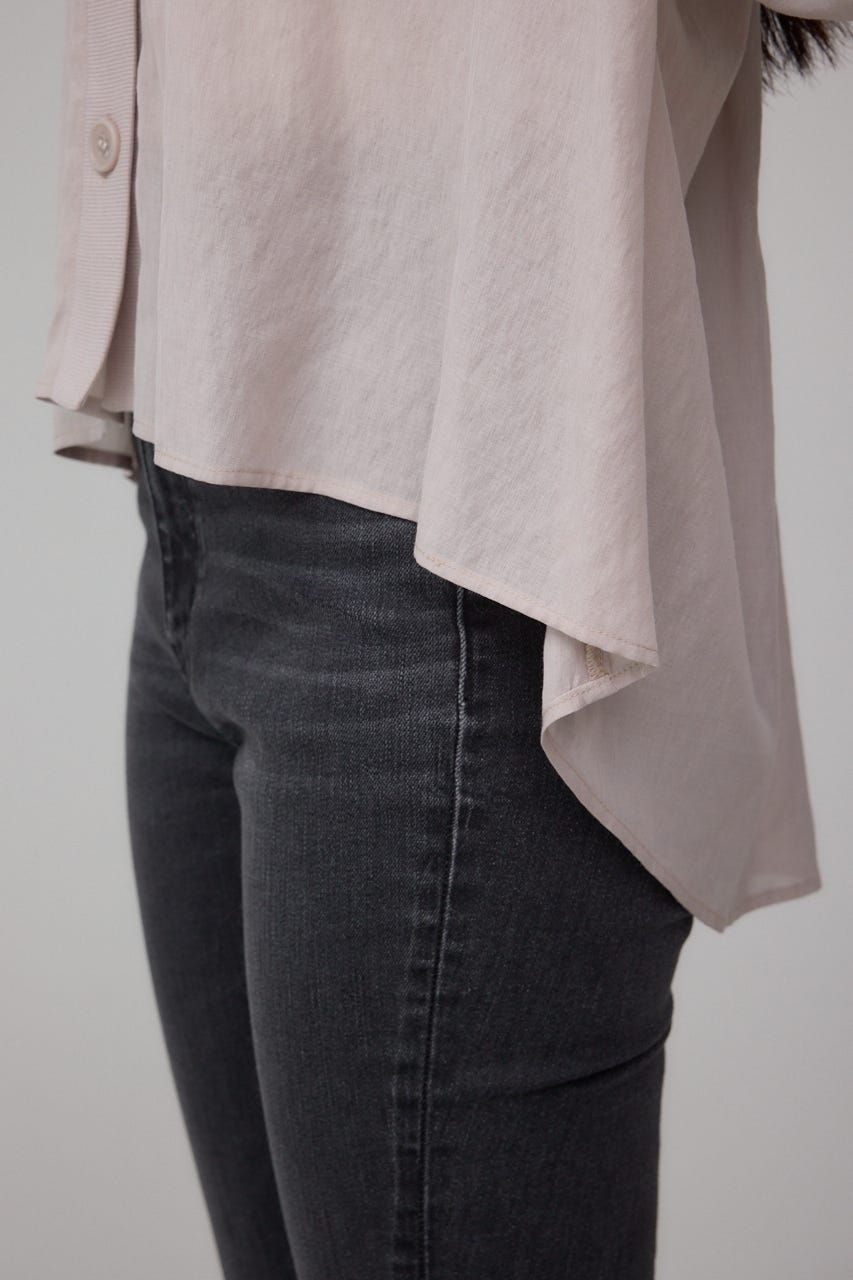 リブ付きシャツカーディガン L/GRY FREE