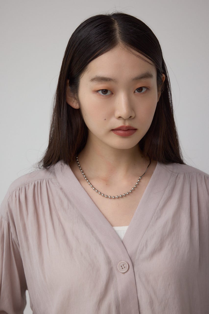 リブ付きシャツカーディガン L/GRY FREE