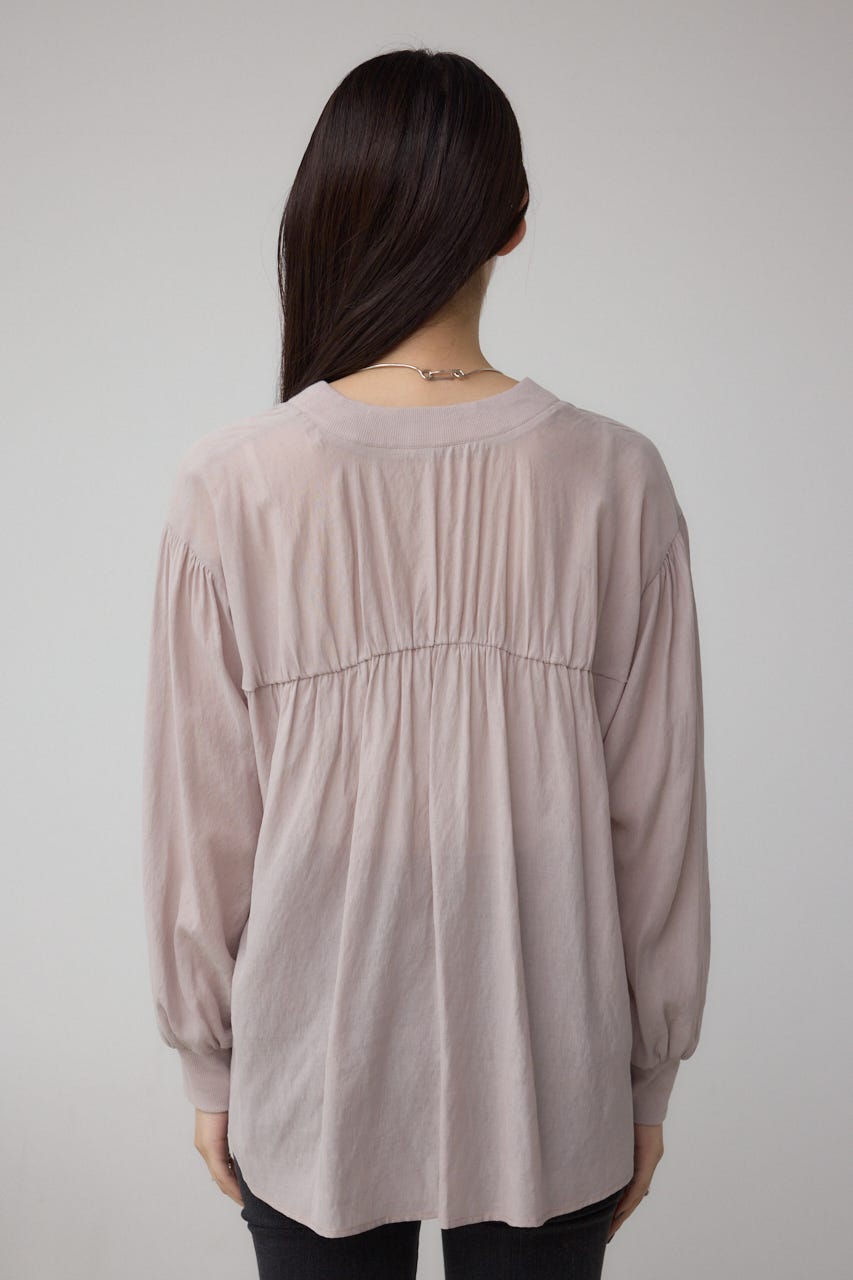 リブ付きシャツカーディガン L/GRY FREE