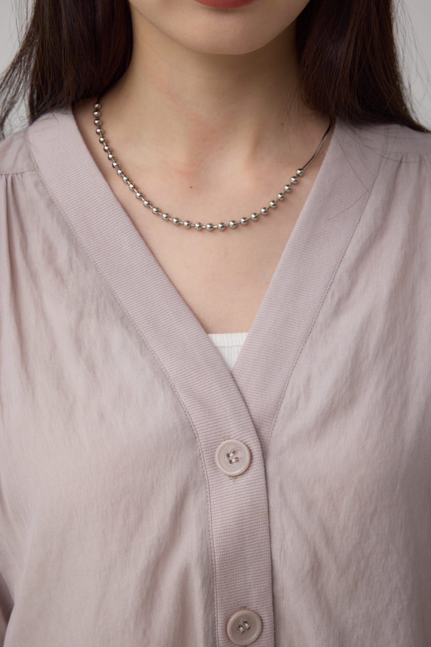 リブ付きシャツカーディガン L/GRY FREE