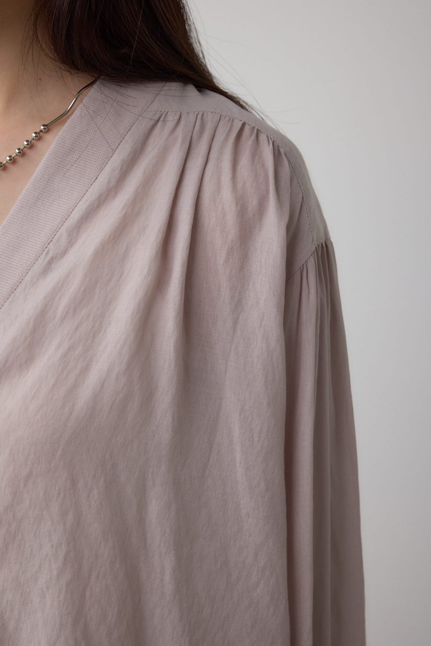 リブ付きシャツカーディガン L/GRY FREE