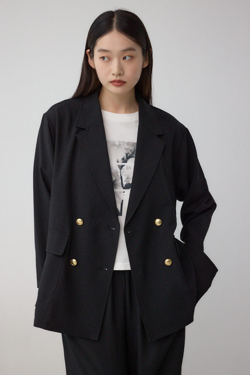 サイドスリットダブルジャケット BLK M