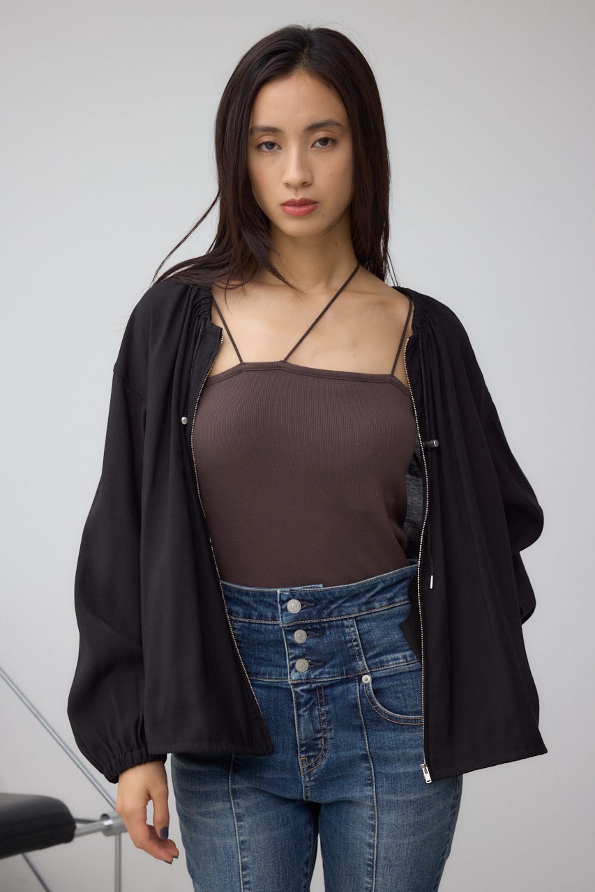 Mal. シアーブルゾン ブラック　新品未使用 AZUL BY MOUSSY | ノーカラーシアーブルゾン (ブルゾン ) |SHEL