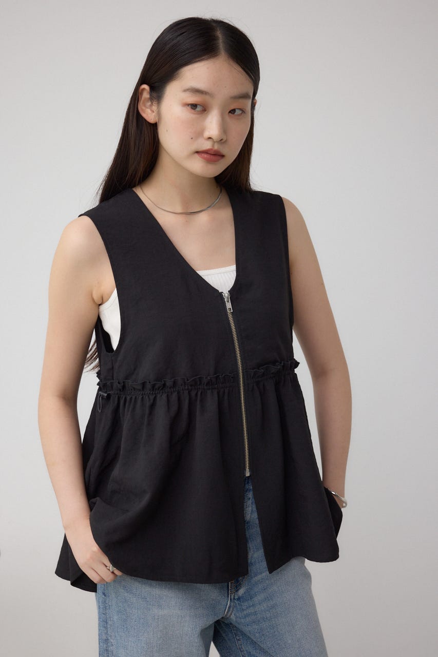 ジップペプラムサイドドロストベスト BLK FREE
