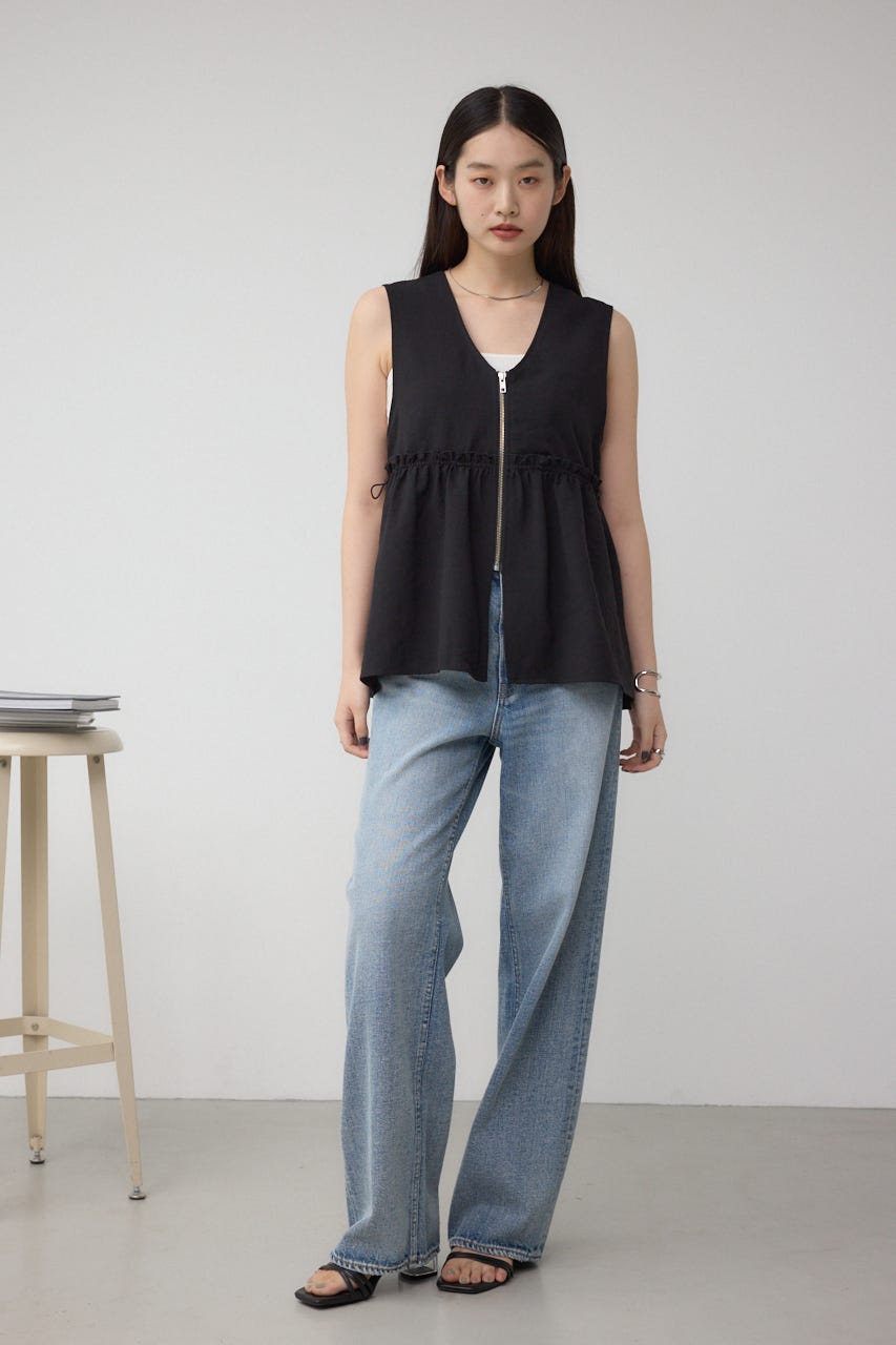 ジップペプラムサイドドロストベスト BLK FREE