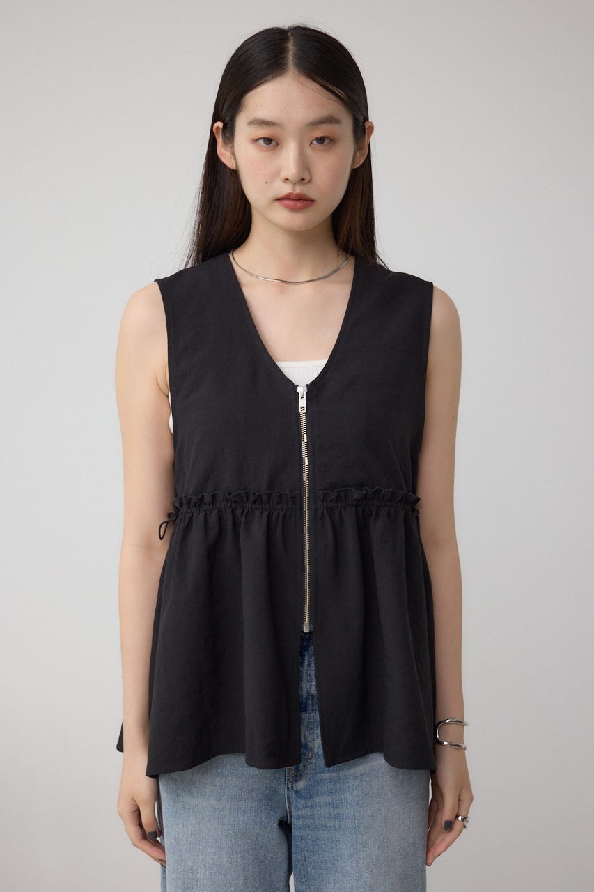 ジップペプラムサイドドロストベスト BLK FREE