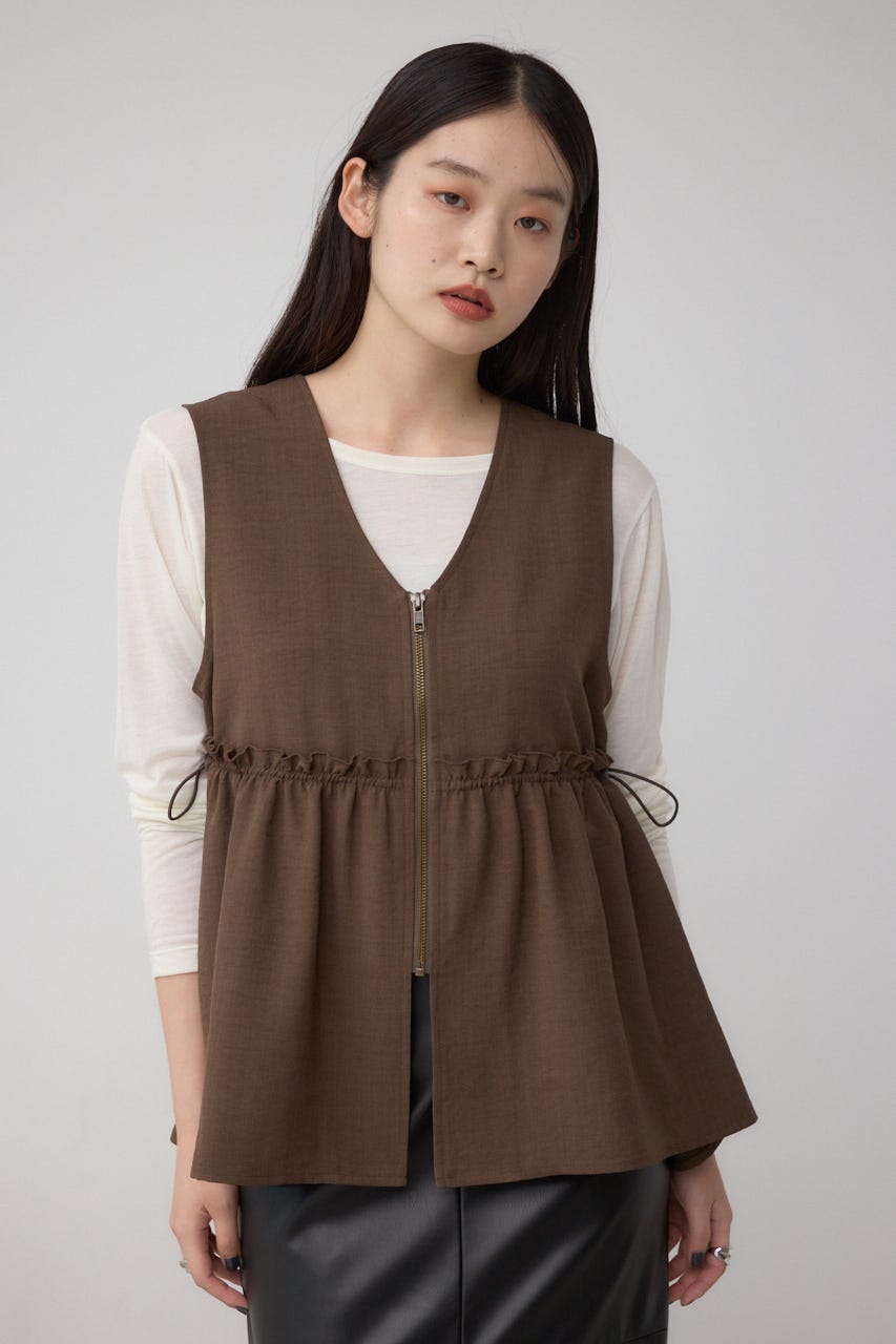 新品未使用AZUL moussy ビスチェ　ジップペプラムサイドドロストベスト AZUL BY MOUSSY | ジップペプラムサイドドロストベスト (ベスト