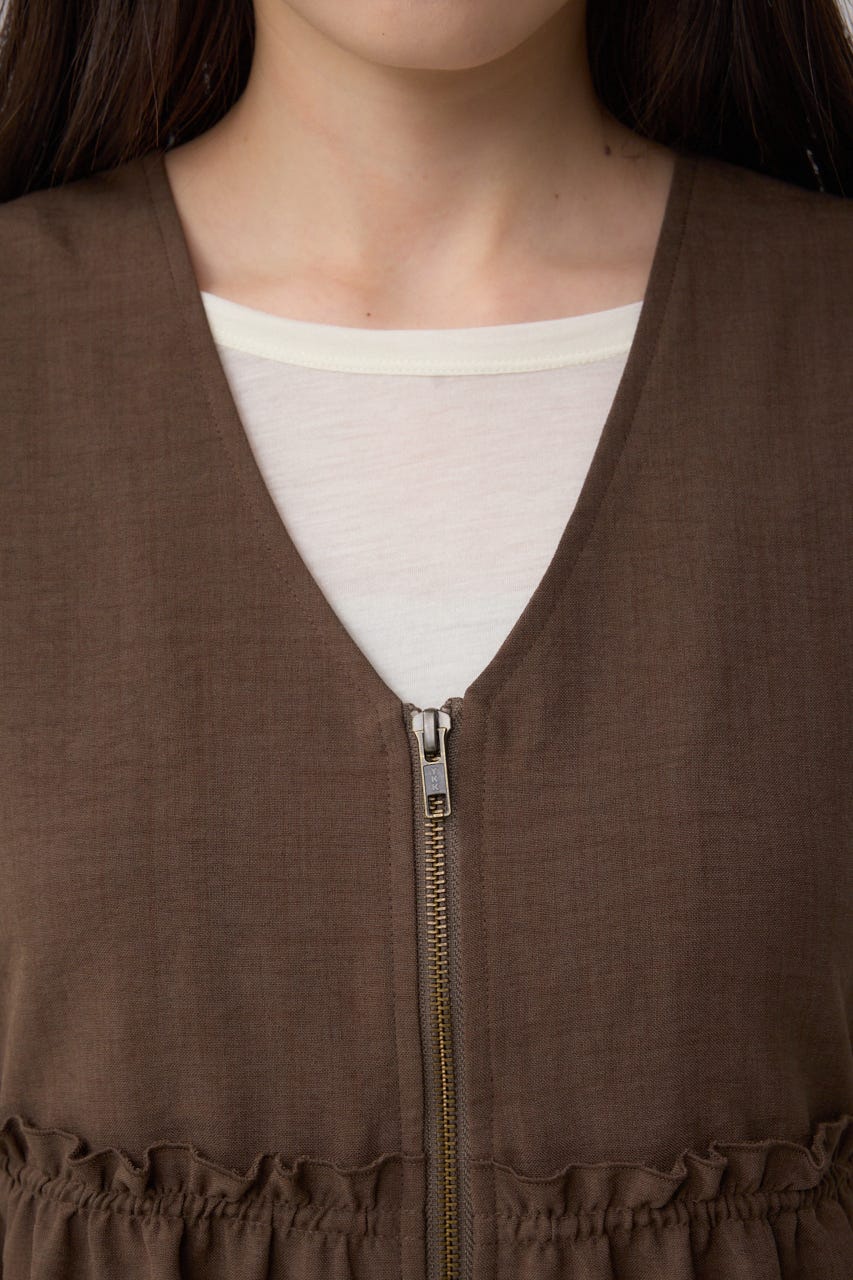 ジップペプラムサイドドロストベスト BRN FREE