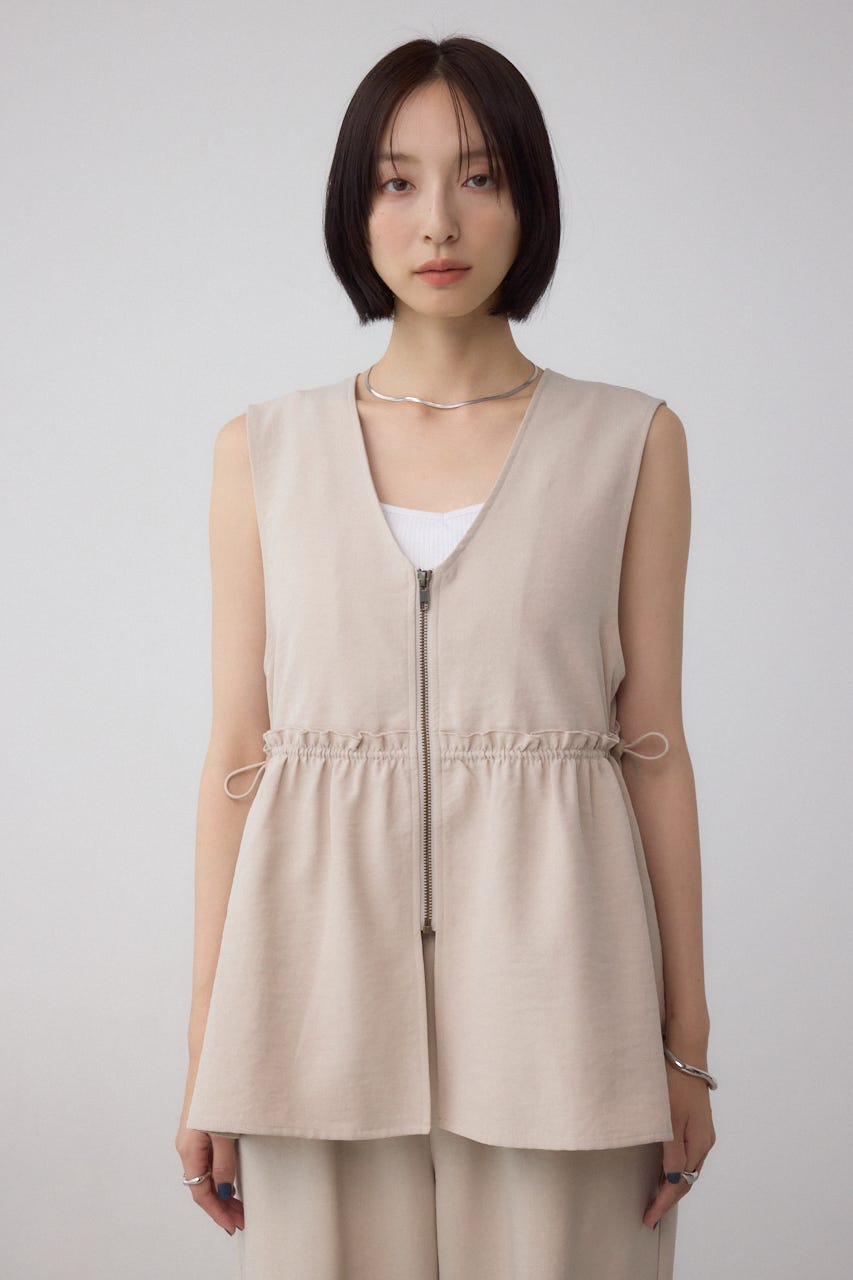 ジップペプラムサイドドロストベスト L/BEG FREE