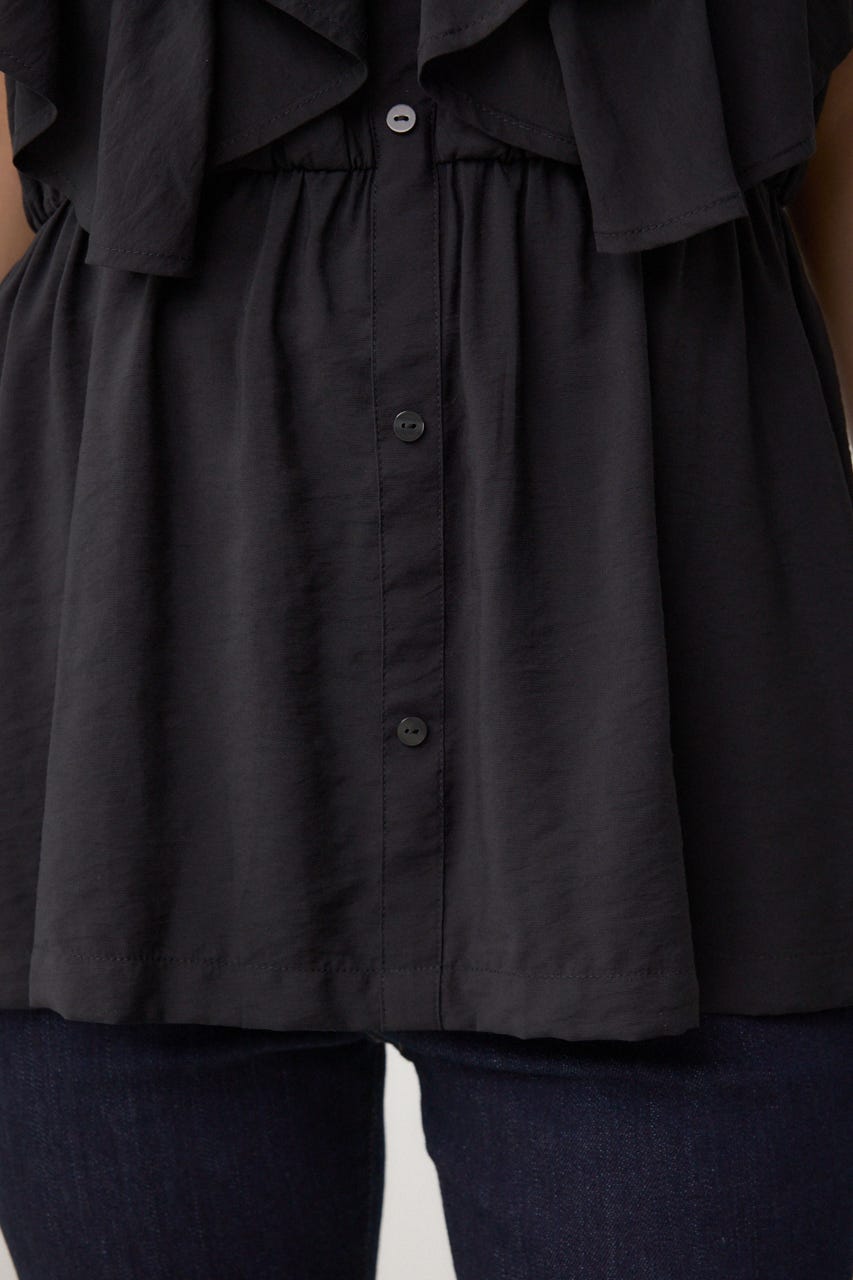 紺　23区　アール　高橋リタ　ペプラム　ウールダブルクロスラッフルブラウス AZUL BY MOUSSY | ラッフルペプラムブラウス (シャツ・ブラウス