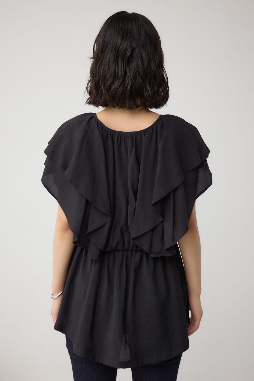 ブラウス プリー ブラック 20825120492　代引き不可/同梱不可 AZUL BY MOUSSY | ラッフルペプラムブラウス (シャツ・ブラウス