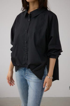 タックヘム長袖コクーンシャツ