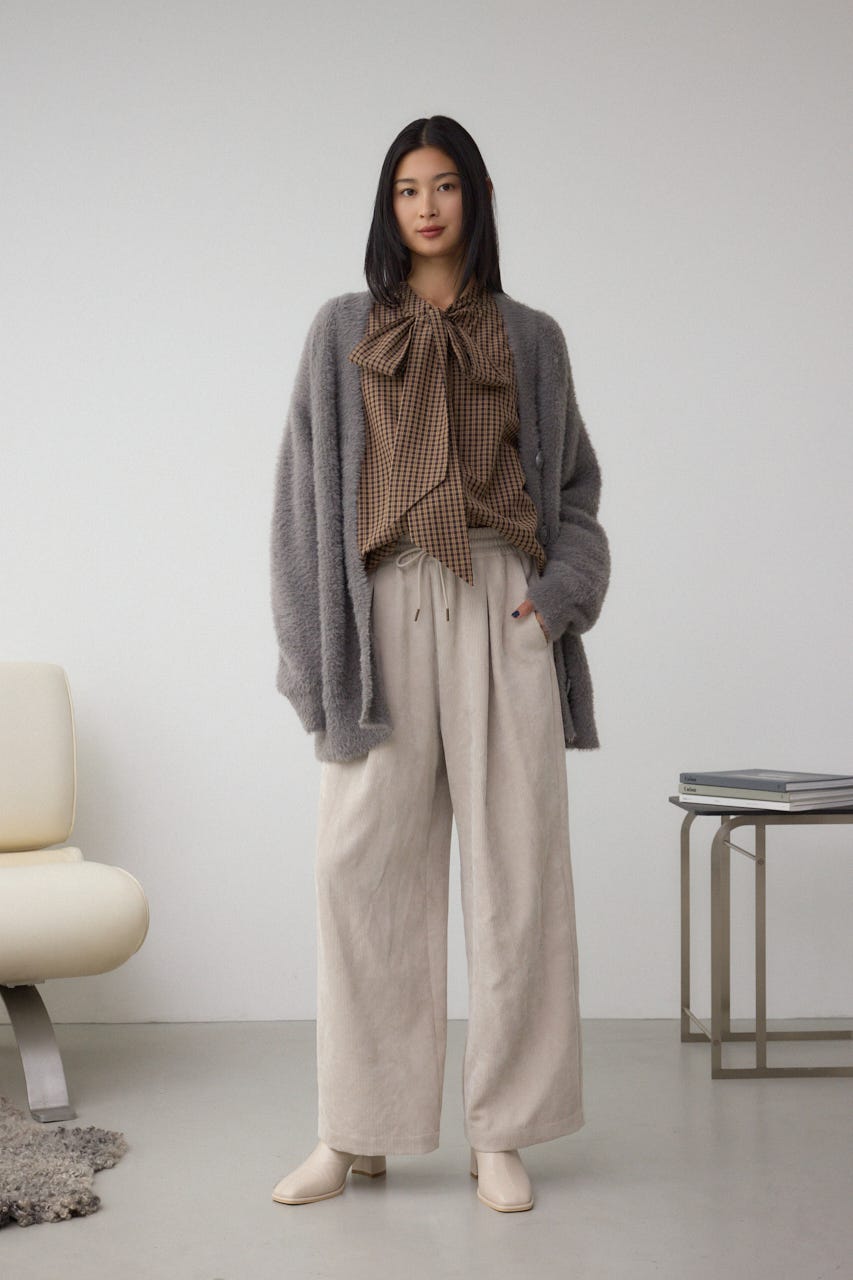 ボウタイリボンブラウス 柄BRN FREE