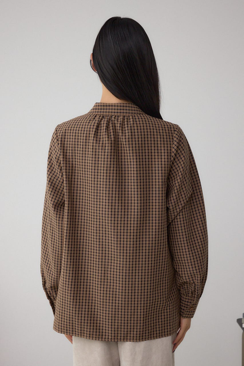 ボウタイリボンブラウス 柄BRN FREE