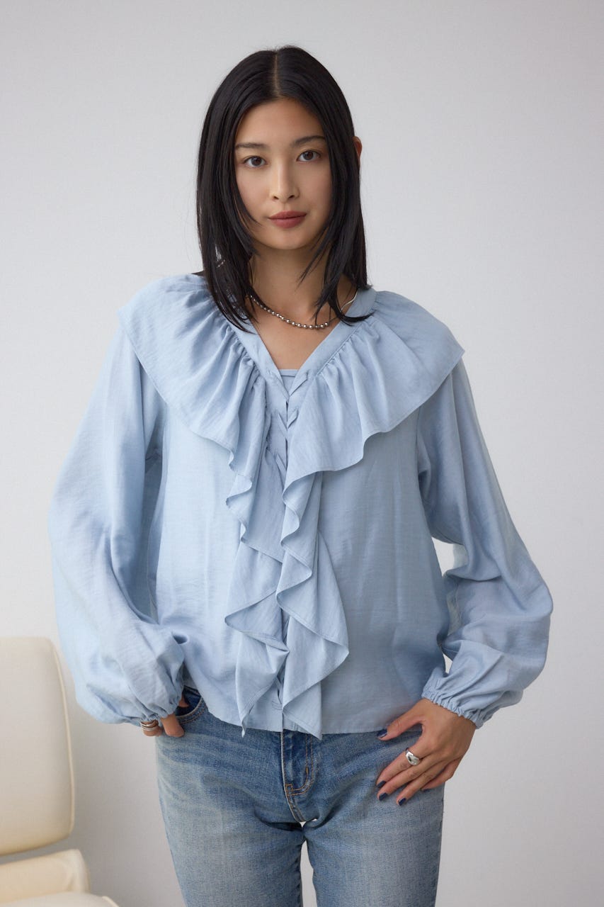 AZUL BY MOUSSY | 【着丈バリエ】レースアップラッフルブラウス