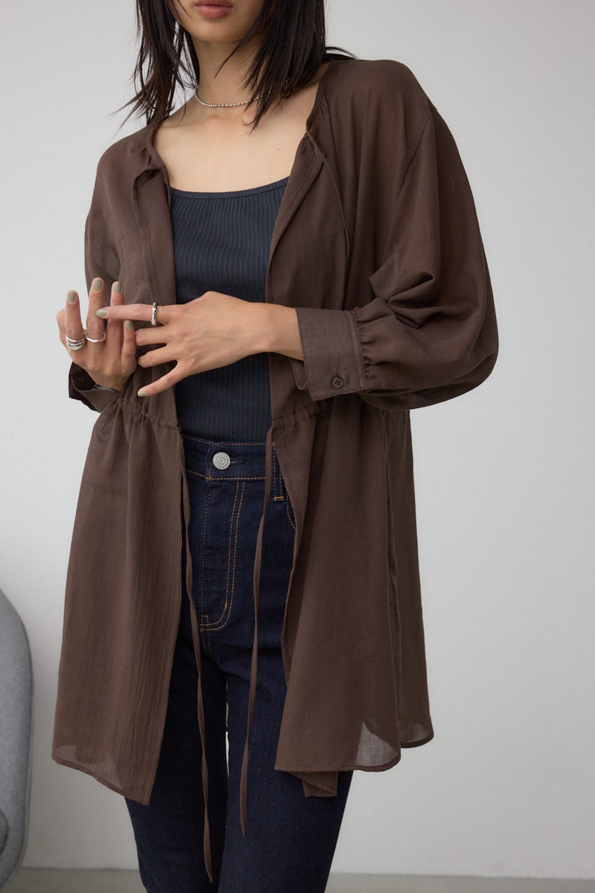 前後2WAY5分袖前リボンブラウス BRN FREE