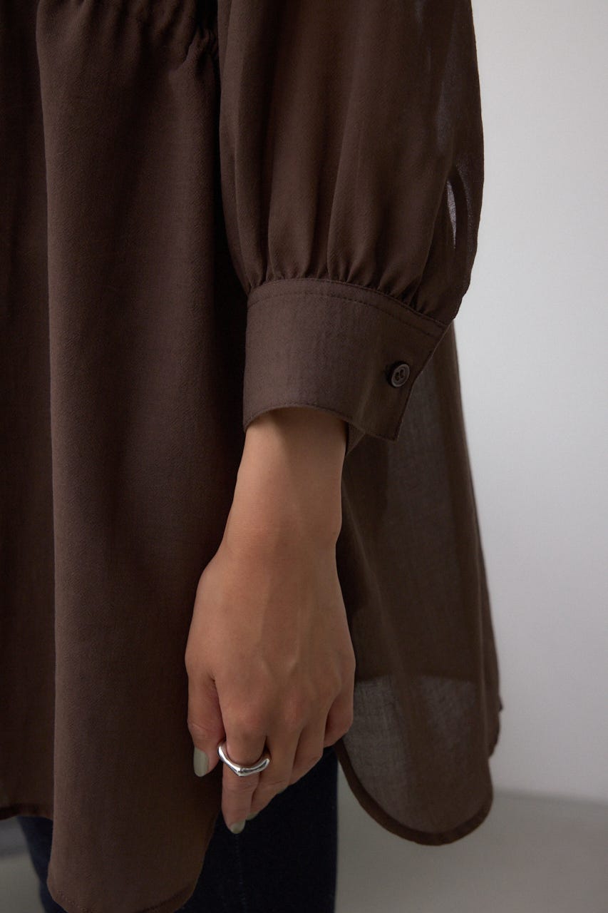 前後2WAY5分袖前リボンブラウス BRN FREE