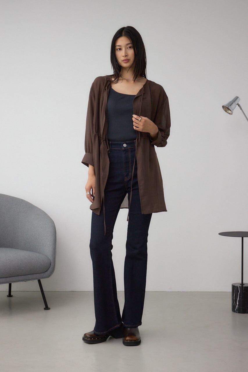 前後2WAY5分袖前リボンブラウス BRN FREE