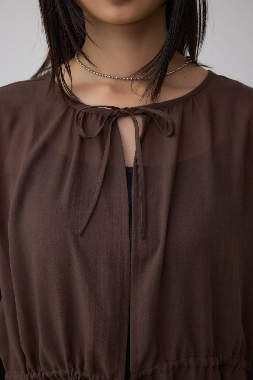 前後2WAY5分袖前リボンブラウス BRN FREE