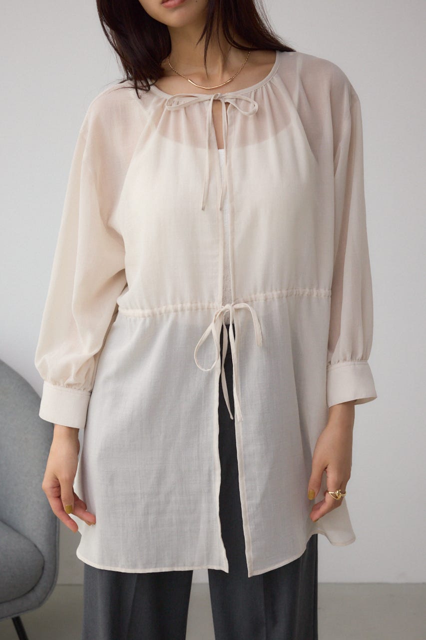 前後2WAY5分袖前リボンブラウス IVOY FREE