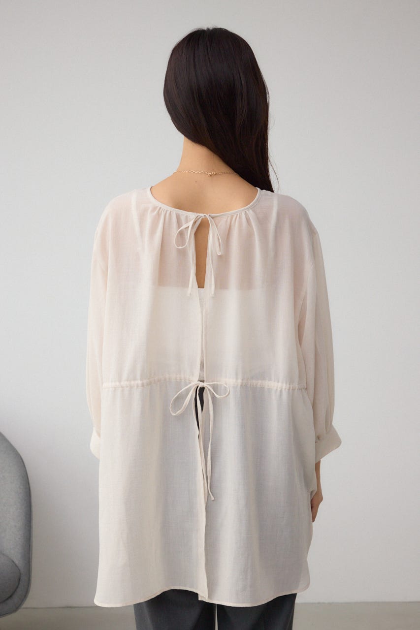 前後2WAY5分袖前リボンブラウス IVOY FREE