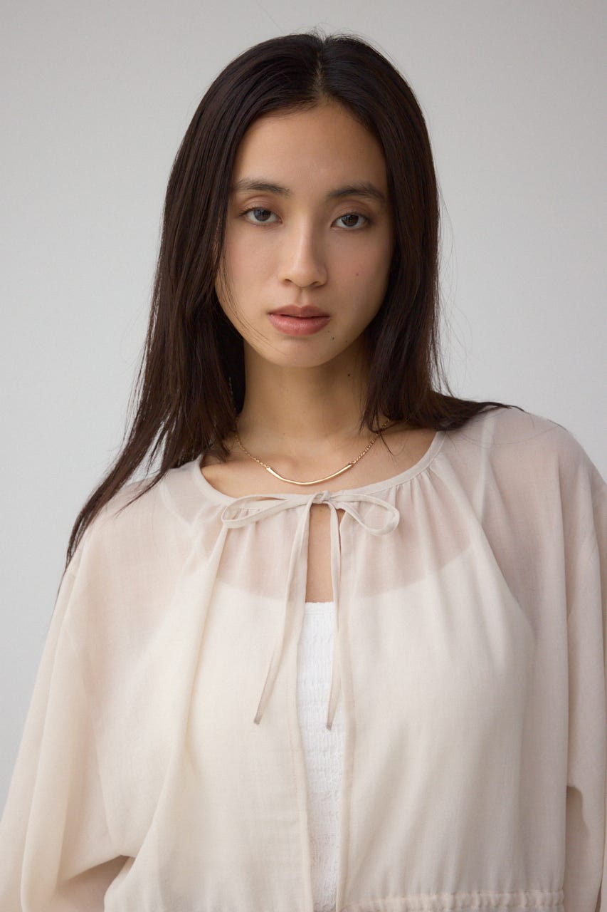 前後2WAY5分袖前リボンブラウス IVOY FREE