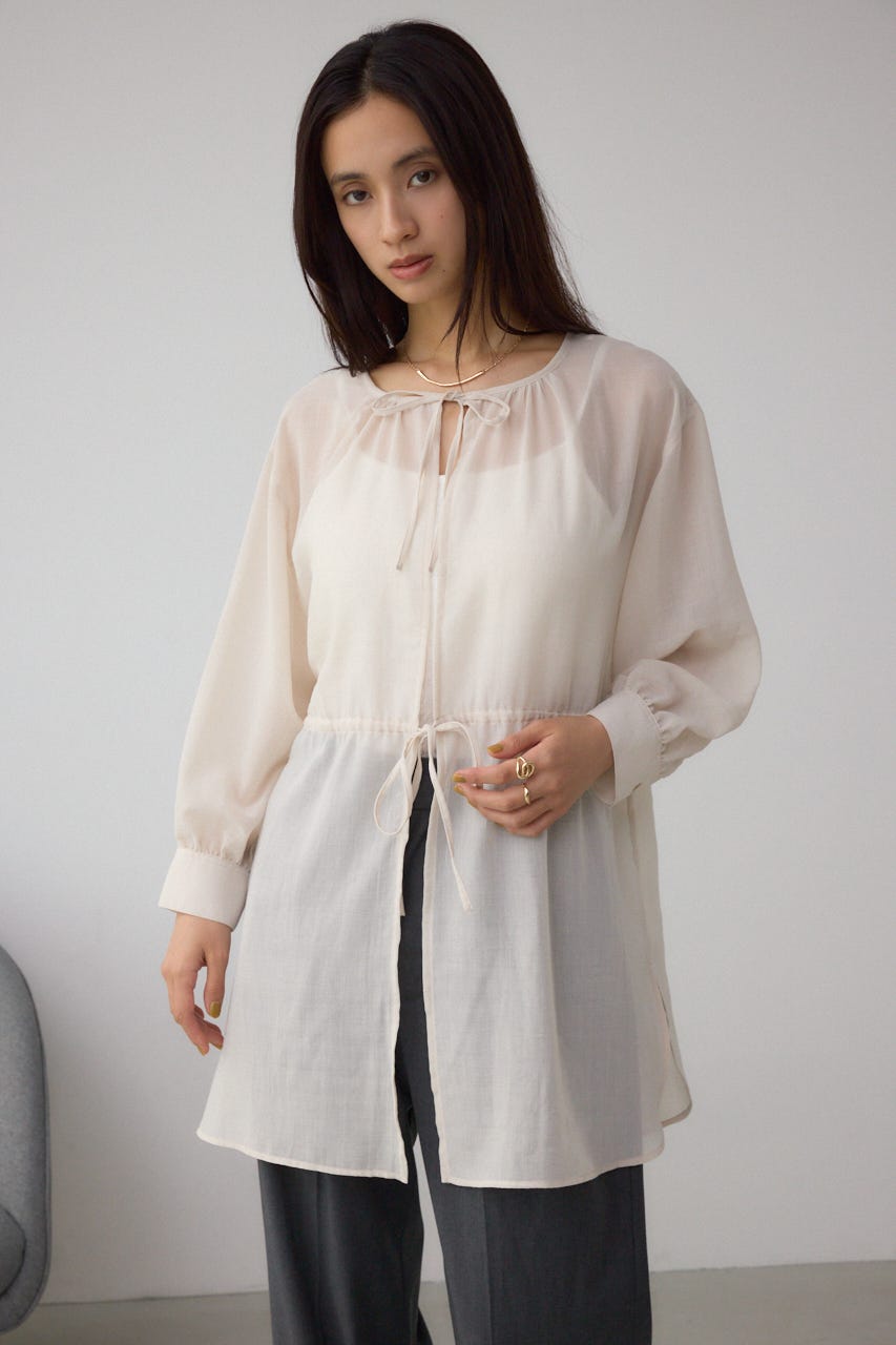 前後2WAY5分袖前リボンブラウス IVOY FREE