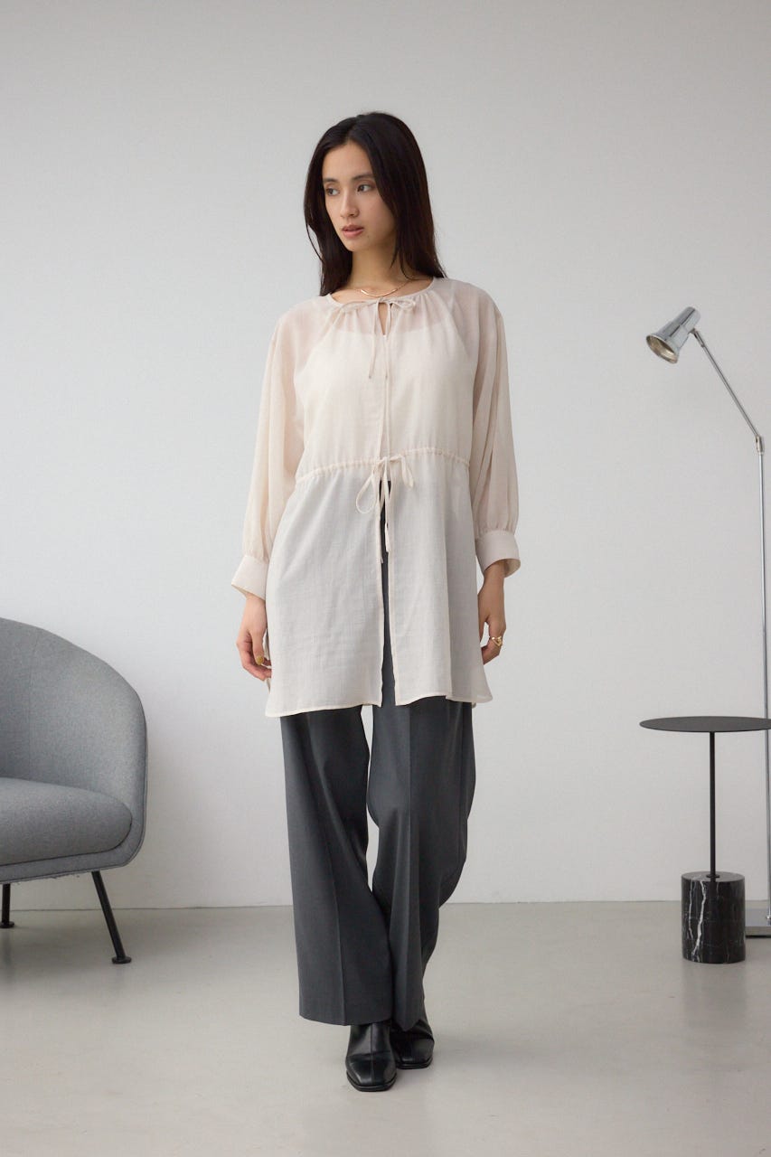 前後2WAY5分袖前リボンブラウス IVOY FREE