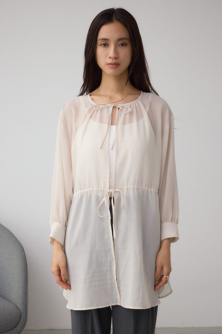 前後2WAY5分袖前リボンブラウス IVOY FREE