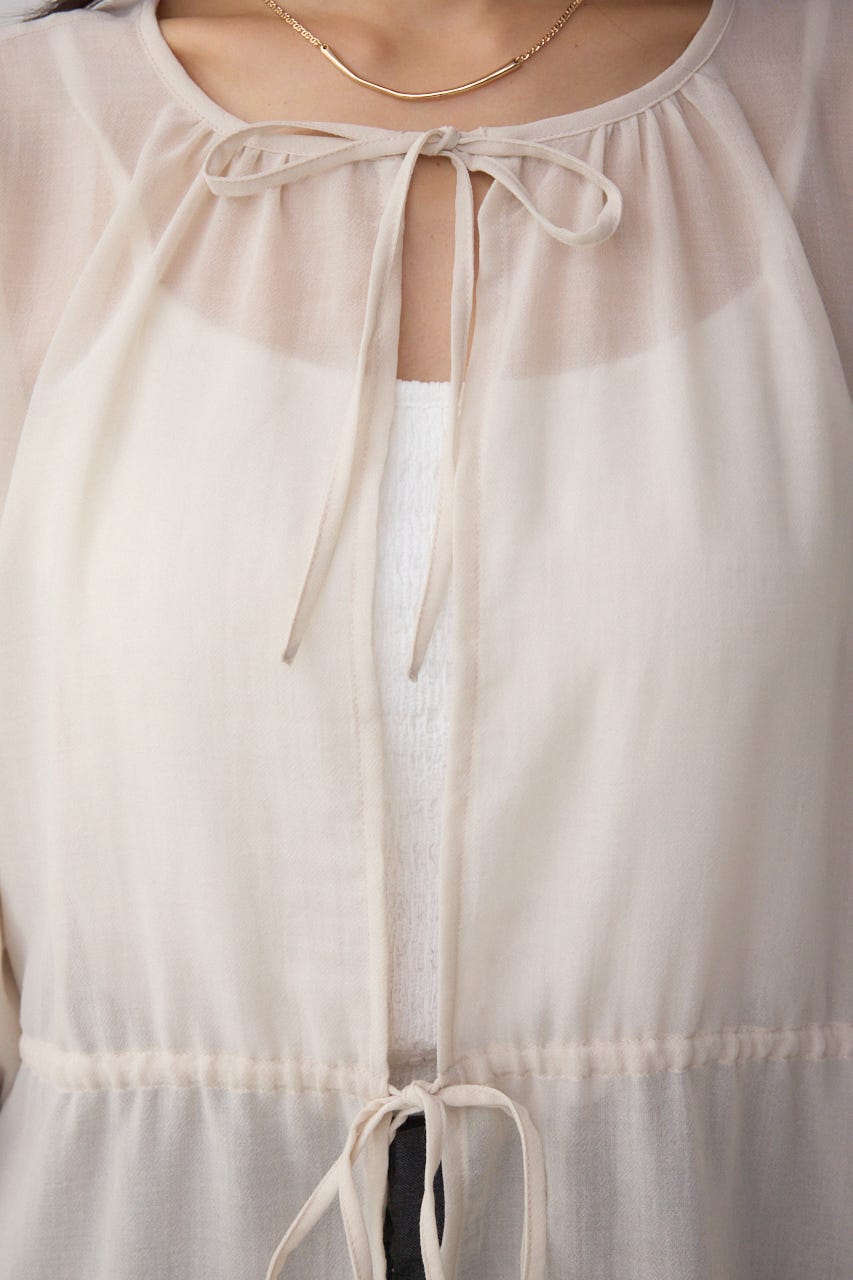 前後2WAY5分袖前リボンブラウス IVOY FREE