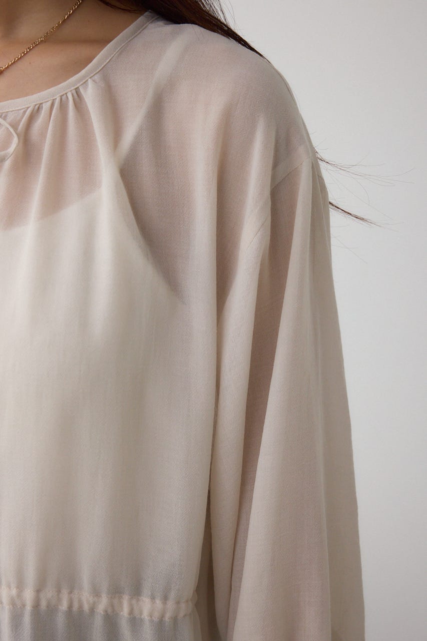 前後2WAY5分袖前リボンブラウス IVOY FREE