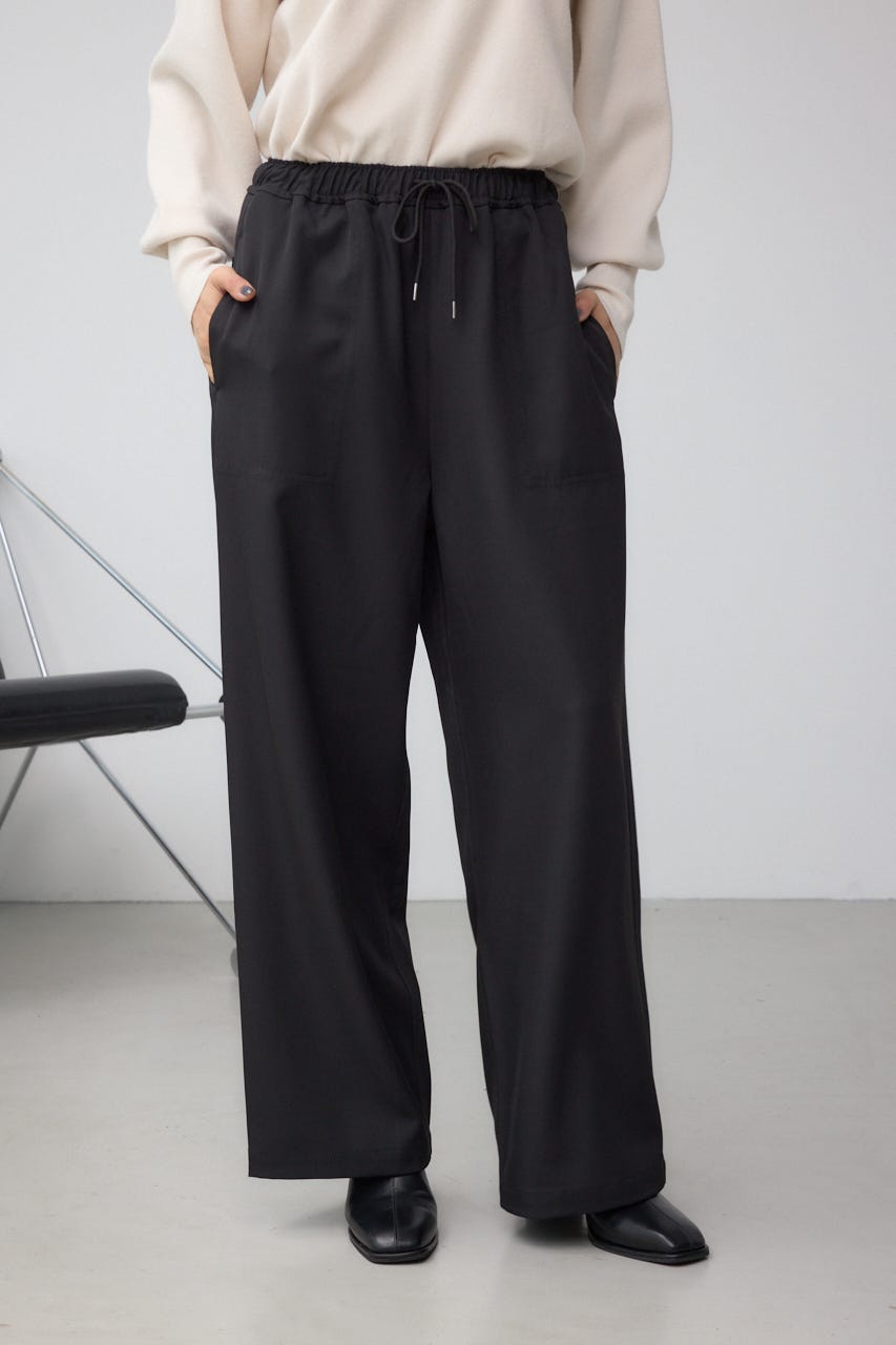 パッチポケットウエストイージーパンツ BLK M