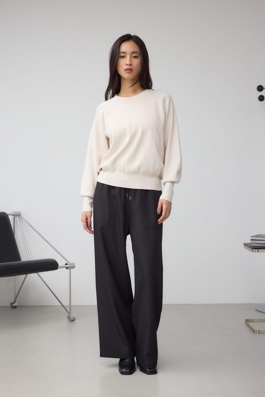 パッチポケットウエストイージーパンツ BLK M