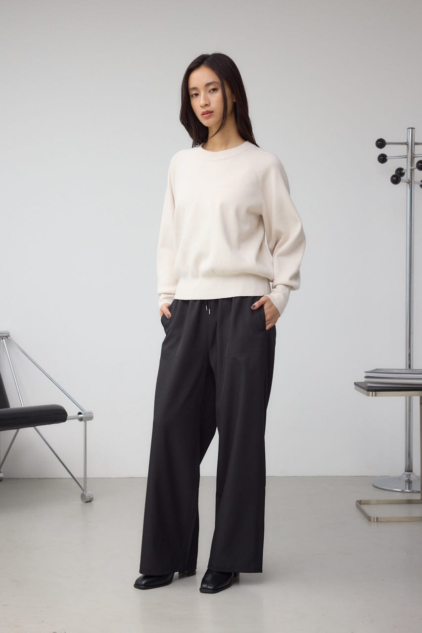 パッチポケットウエストイージーパンツ BLK M