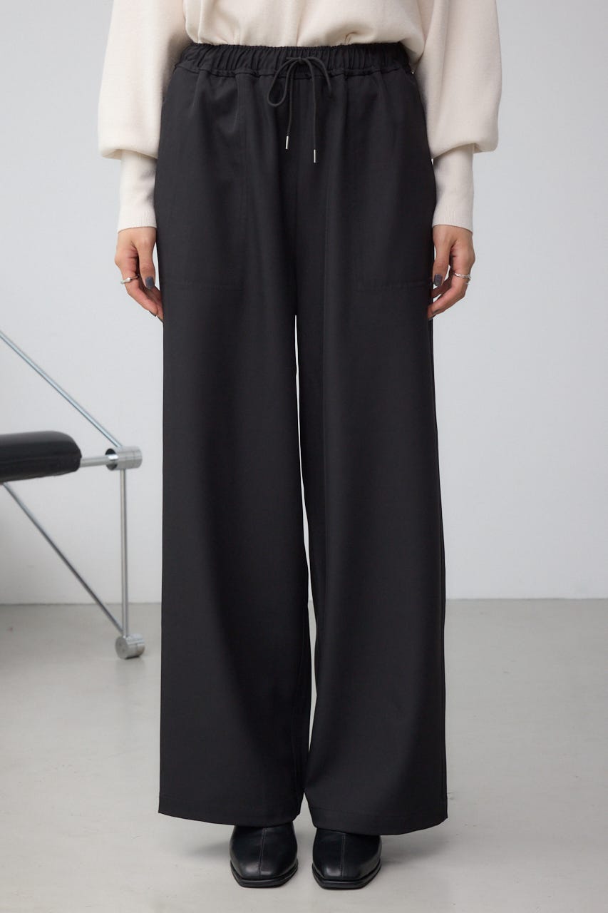 パッチポケットウエストイージーパンツ BLK M