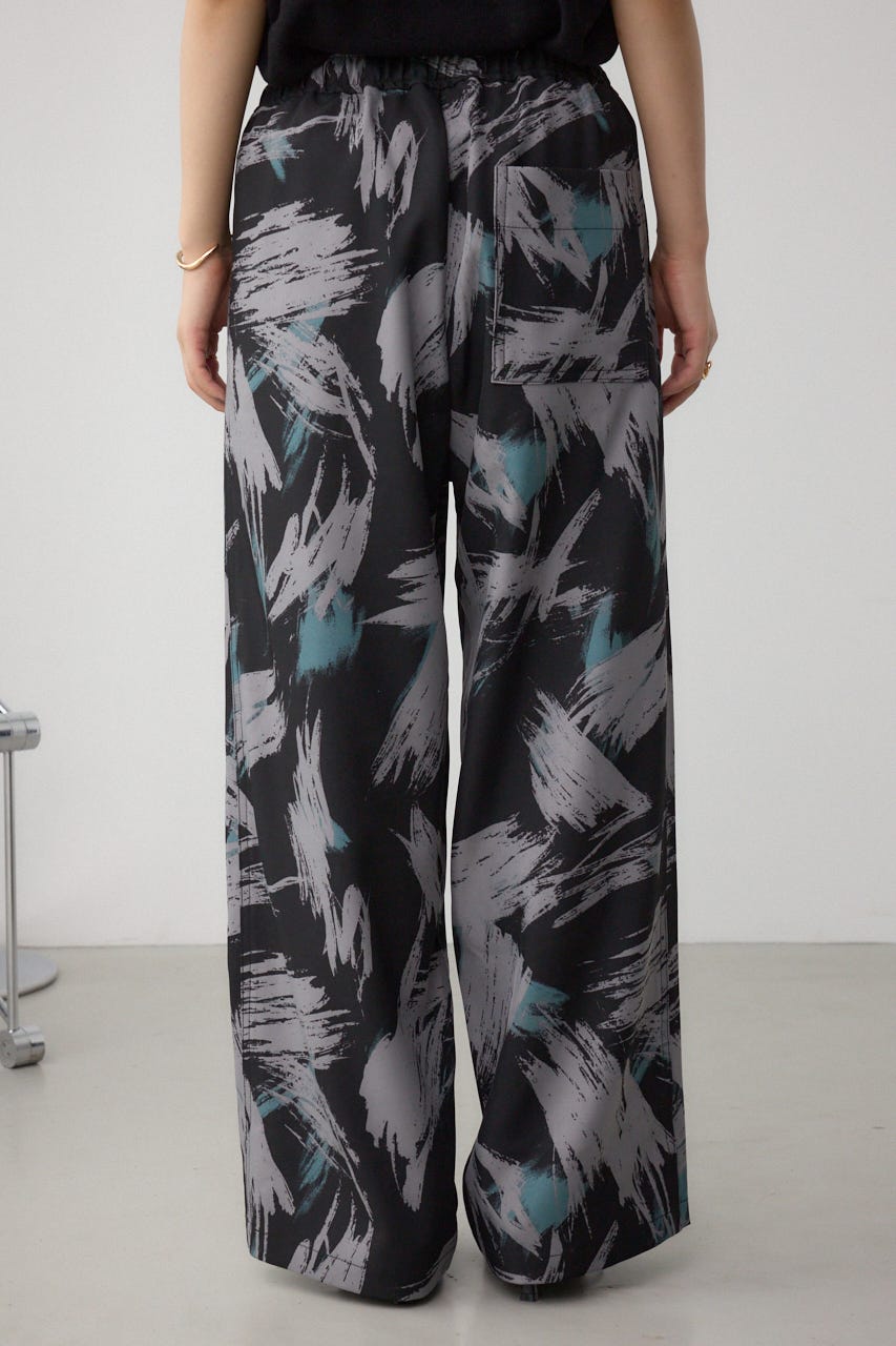 パッチポケットウエストイージーパンツ 柄BLK S