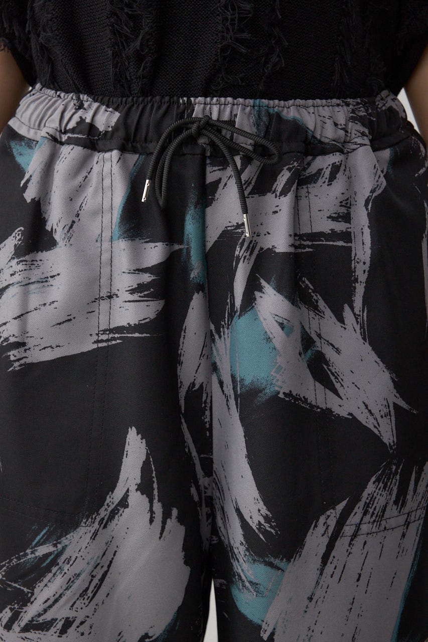 パッチポケットウエストイージーパンツ 柄BLK S